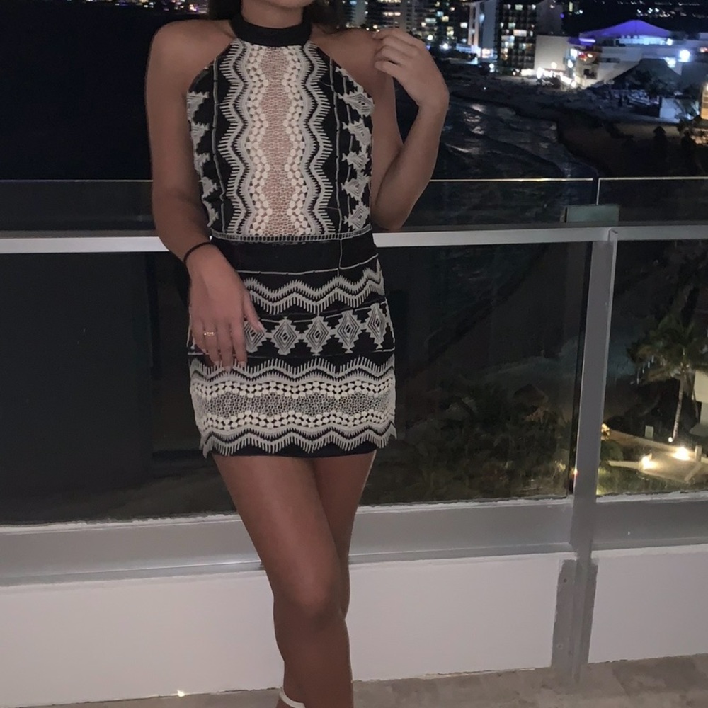 Halter top open back mini dress